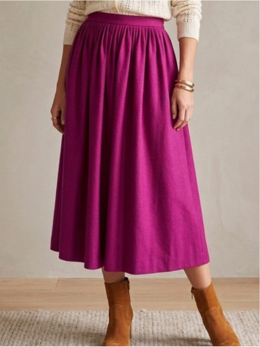 VTG Fits Medium Fushia Wool Maxi Skirt Vintage Heritage Preppy Old Money Classic